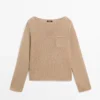 Pull en maille de coton et de lin avec poche Pull en maille de coton et de lin avec poche