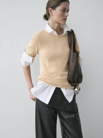 Pull en maille de coton mélangé