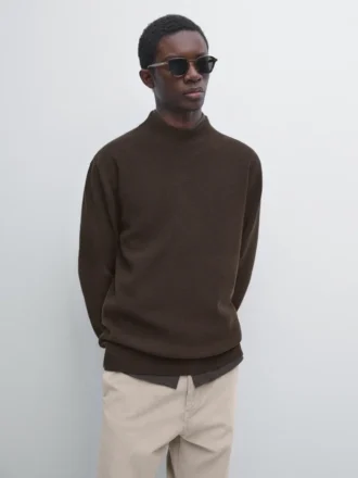 Pull en maille de coton mélangé avec col roulé