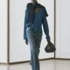 Pull en maille de coton mélangé avec détails noués Pull en maille de coton mélangé avec détails noués