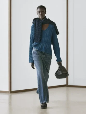 Pull en maille de coton mélangé avec détails noués