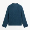 Pull en maille de coton mélangé avec détails noués Pull en maille de coton mélangé avec détails noués