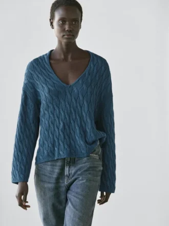Pull en maille de coton mélangé avec détails noués
