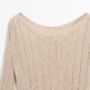 Pull en maille de coton mélangé à col bateau Pull en maille de coton mélangé à col bateau