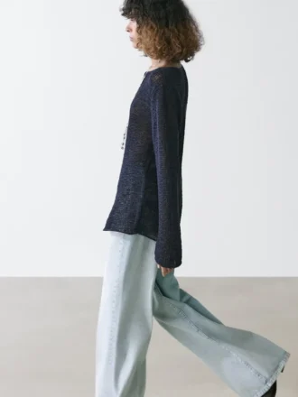 Pull en maille de coton mélangé à col bateau