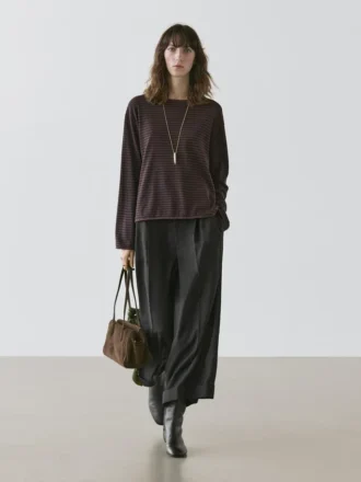 Pull en maille de coton mélangé à rayures
