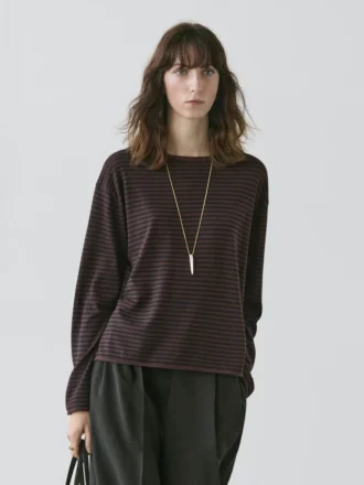 Pull en maille de coton mélangé à rayures