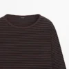 Pull en maille de coton mélangé à rayures Pull en maille de coton mélangé à rayures