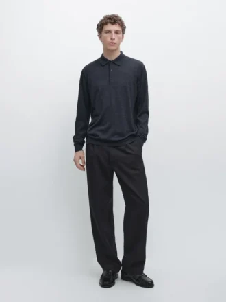 Pull en maille de laine à col polo