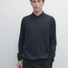 Pull en maille de laine à col polo Pull en maille de laine à col polo