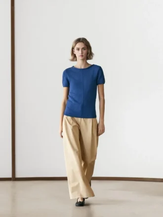 Pull en maille à manches courtes en mélange de coton