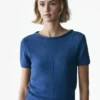 Pull en maille à manches courtes en mélange de coton Pull en maille à manches courtes en mélange de coton