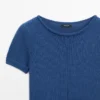 Pull en maille à manches courtes en mélange de coton Pull en maille à manches courtes en mélange de coton