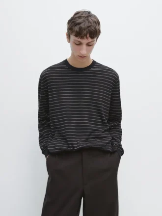 Pull en maille à manches longues rayé