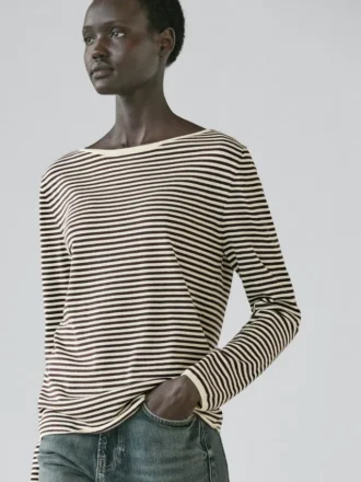 Pull en maille à manches longues rayé