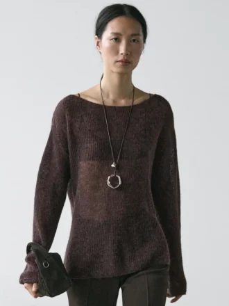 Pull en maille mélangée alpaga et laine