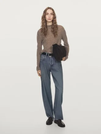 Pull en maille mélangée de laine avec col roulé