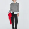 Pull en maille mélangée de laine à col en V Pull en maille mélangée de laine à col en V