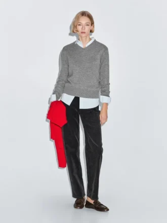 Pull en maille mélangée de laine à col en V