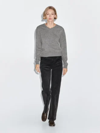 Pull en maille mélangée de laine à col en V