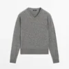 Pull en maille mélangée de laine à col en V Pull en maille mélangée de laine à col en V