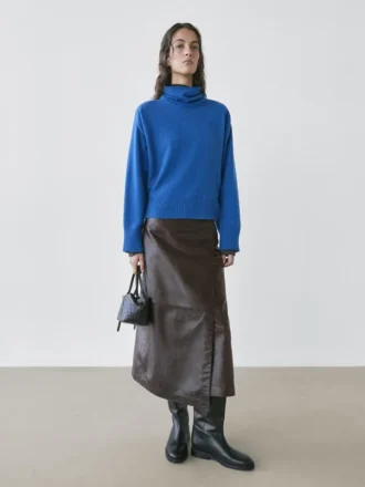 Pull en maille mélangée de laine à col montant