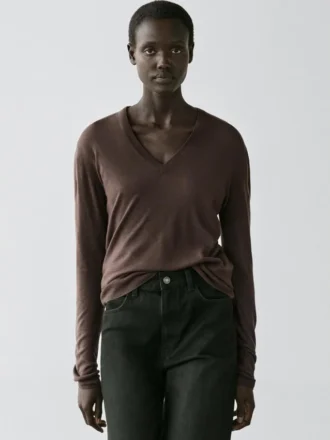 Pull en maille mélangée soie et laine