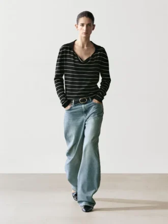 Pull en maille rayée de coton