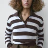 Pull en maille rayée de coton Pull en maille rayée de coton