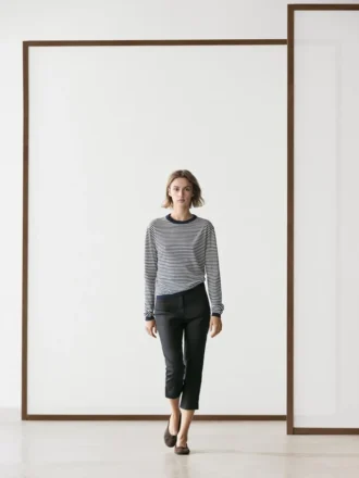 Pull en maille rayée de coton et de soie