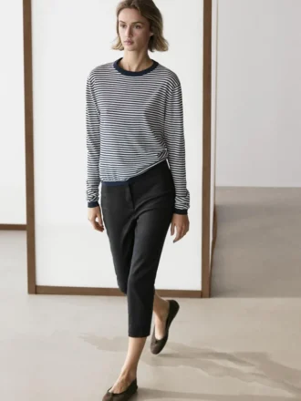 Pull en maille rayée de coton et de soie