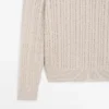 Pull en maille torsadée 100 % coton à col rond Pull en maille torsadée 100 % coton à col rond