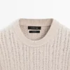 Pull en maille torsadée 100 % coton à col rond Pull en maille torsadée 100 % coton à col rond
