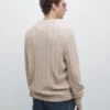 Pull en maille torsadée 100 % coton à col rond Pull en maille torsadée 100 % coton à col rond