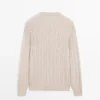 Pull en maille torsadée 100 % coton à col rond Pull en maille torsadée 100 % coton à col rond
