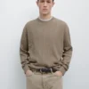 Pull en maille torsadée en coton mélangé Pull en maille torsadée en coton mélangé