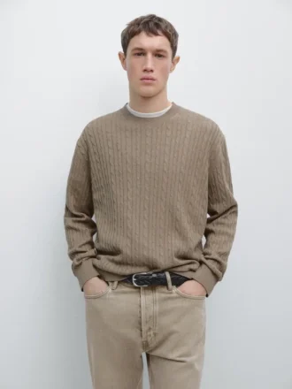 Pull en maille torsadée en coton mélangé