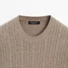 Pull en maille torsadée en coton mélangé Pull en maille torsadée en coton mélangé