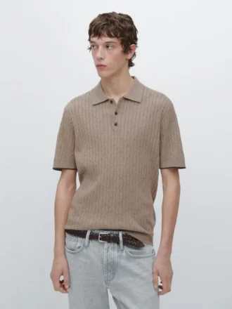 Pull en maille torsadée en mélange de coton
