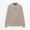Pull en tricot à col polo en lin Pull en tricot à col polo en lin