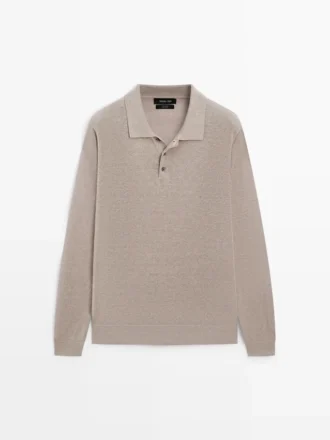Pull en tricot à col polo en lin
