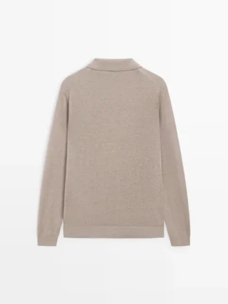 Pull en tricot à col polo en lin
