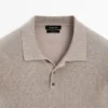 Pull en tricot à col polo en lin Pull en tricot à col polo en lin