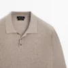 Pull en tricot à col polo en lin Pull en tricot à col polo en lin