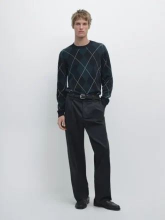 Pull en tricot de coton avec motif argyle