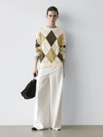 Pull en tricot de coton avec motif argyle