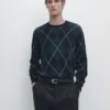 Pull en tricot de coton avec motif argyle Pull en tricot de coton avec motif argyle