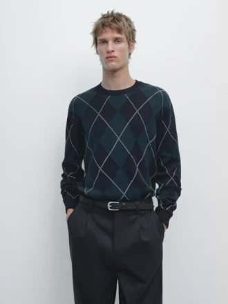 Pull en tricot de coton avec motif argyle