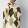 Pull en tricot de coton avec motif argyle Pull en tricot de coton avec motif argyle