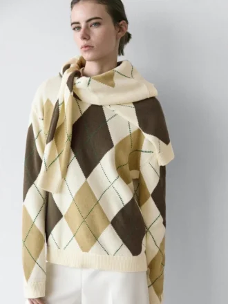 Pull en tricot de coton avec motif argyle